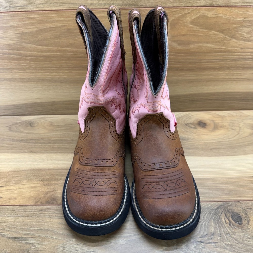 Justin‎ Gypsy Boots Womens 5 Brown Pink Leather Western Cowgirl Short - Picture 5 of 11